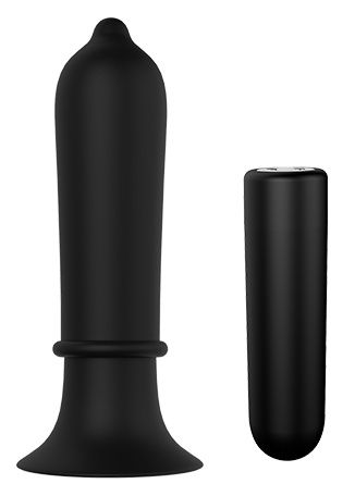 Чёрный вибромассажёр для анальной стимуляции Dream Toys TORPEDO PLUG 21549 (11,2 см)