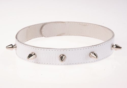 Кожаный белый ошейник на кнопках Sitabella 3102-3