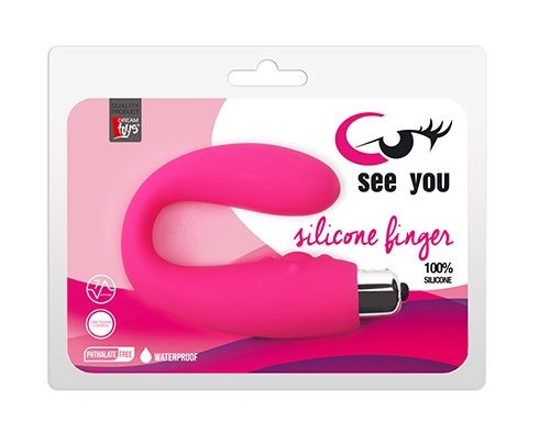 Розовый стимулятор G-точки и клитора Dream Toys SEE YOU 7-SPEED SILICONE FINGER 21178