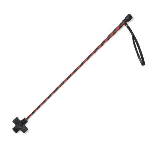 Красно-чёрный кожаный стек с крестообразным наконечником Sitabella 4039-12 (70 см)