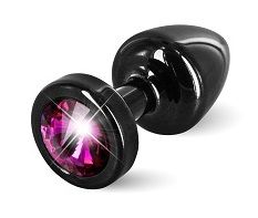 Чёрная пробка с малиновым кристаллом DIOGOL ANNI round black T1 Fuschia 9020060073 (6 см)