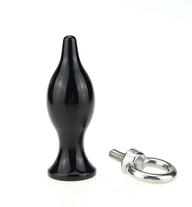 Чёрная металлическая анальная пробка с кольцом 4sexdreaM 47418 (7 см)