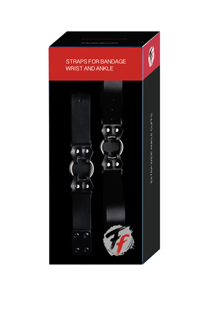 Чёрный кожаный бандаж  руки и ноги  Straps for bandage wrist and ancle Sitabella FF0512-23