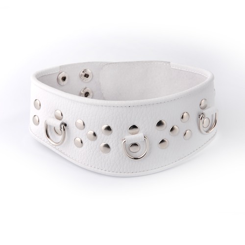 Белый кожаный ошейник с велюровой подкладкой Sitabella 3115-3