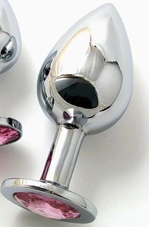 Анальная пробка с розовым кристаллом Anal Jewelry Plug BUTT PLUG Large SL-02 (9,5 см)