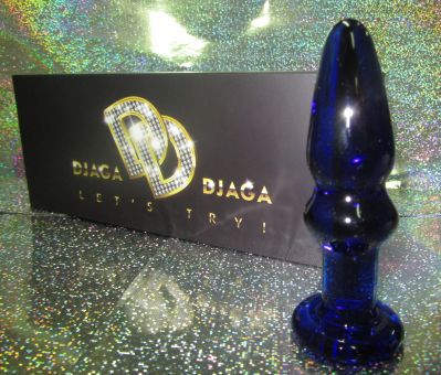 Синяя анальная пробка из стекла на плоском основании Джага-Джага GD239 (13,2 см)