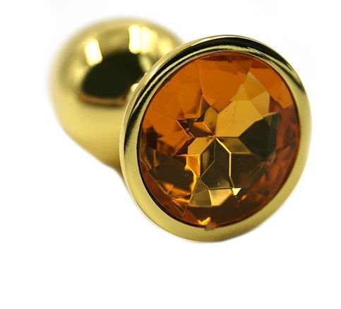 Золотистая алюминиевая анальная пробка с жёлтым кристаллом Kanikule KL-AL011SG (6 см)