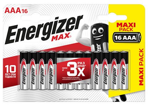 Батарейки Energizer MAX E92 1.5V E301433301 (тип ААА, 16 шт)