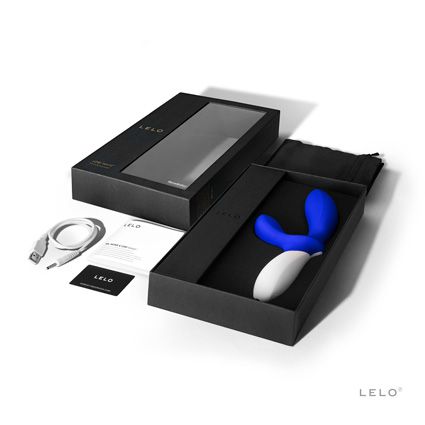 Синий вибромассажёр простаты с отростком для стимуляции промежности Lelo Loki Wave Federal Blue LEL2982 (19,6 см)