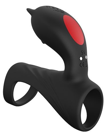 Чёрная насадка с клиторальным отростком Dream Toys PLEASURE CAGE 21542