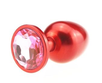 Красная анальная пробка с розовым стразом 4sexdreaM 47108-3 (8,2 см)