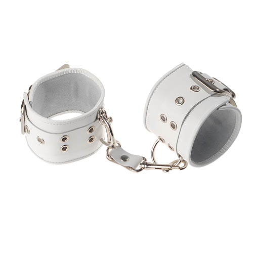 Белые кожаные наручи с двумя карабинами на концах Sitabella 3052-3