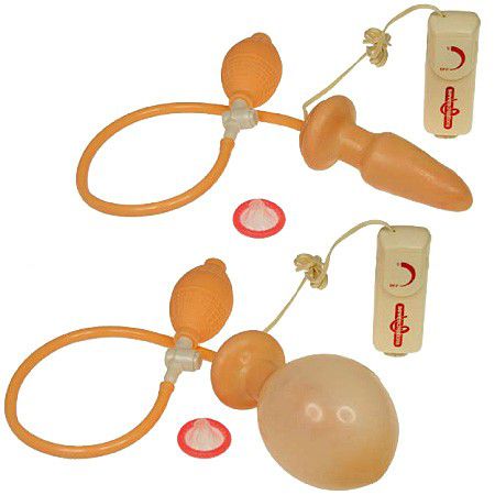 Анальная пробка-вибратор телесного цвета с выносным пультом управления вибрацией Seven Creations 7199PM ACHBX GP (12 см)