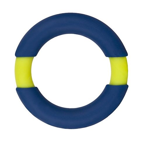 Синее эрекционное кольцо Dream Toys NEON STIMU RING 42MM BLUE/YELLOW 21045
