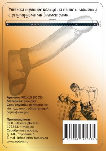 Чёрный разделитель мошонки из экокожи на заклёпках Сумерки богов 901-10 BX DD