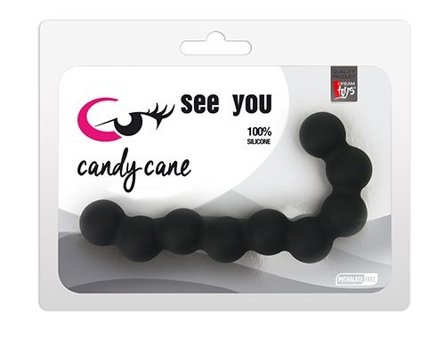 Чёрная анальная цепочка Dream Toys SEE YOU CANDY CANE ANAL BEADS 21226 (13,1 см)