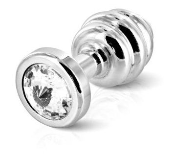Серебристый анальный плаг с винтовым рельефом DIOGOL ANNI Ano silver plated T1 8120010043 (6 см)