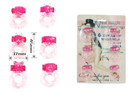 Набор из 6 розовых  эрекционных виброколечек Baile BI-026043-0101