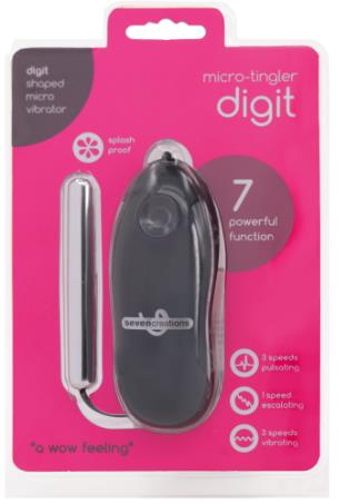 Длинная серебристая вибропулька на выносном пульте управления Seven Creations 15-111S/ABLK BCD GP