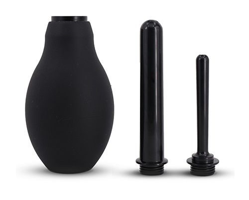 Чёрный анальный душ с 2 съёмными насадками Seven Creations 2416-02BLK BX GP