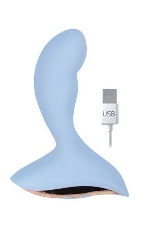 Голубой изогнутый вибромассажёр с 10 режимами вибрации Bior toys ST-40165-12 (9 см)