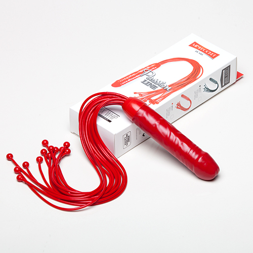 Красная многохвостая плеть с рукоятью-фаллосом Sitabella 6013-2 (50 см)