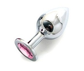Анальная пробка с розовым кристаллом Anal Jewelry Plug BUTT PLUG Large SL-02 (9,5 см)