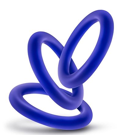 Набор из 3 синих эрекционных колец Blush Novelties VS2 Pure Premium Silicone Cock Rings BL-70812