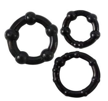 Набор из трех чёрных эрекционных колец Bior toys Sex Expert SEM-55002
