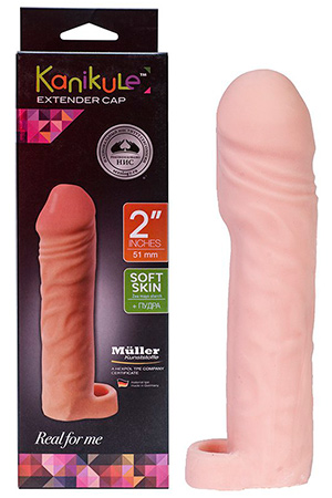 Насадка-удлинитель телесного цвета с подхватом под мошонку Kanikule Extender Cap 2 KL-7011-01 (20,3 см)