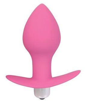 Розовая коническая анальная вибровтулка с ограничителем Bior toys ST-40169-6 (8 см)