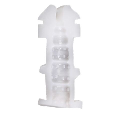 Бело-серебристый мастурбатор-ротик с вибрацией Topco Sales Vulcan Love Skin Masturbator Wet Mouth Vibe 1600151