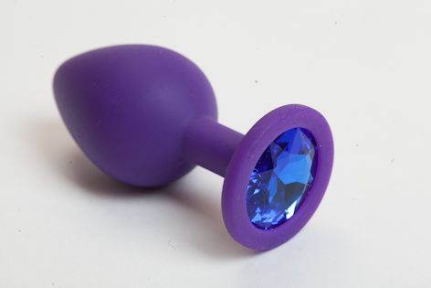 Фиолетовая силиконовая пробка с синим кристаллом 4sexdreaM 47081-2 (9,5 см)