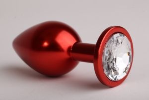 Красная анальная пробка с прозрачным стразом 4sexdreaM 47414-4 (7,6 см)