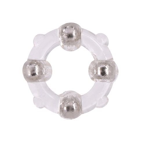 Прозрачное эрекционное кольцо с 4 бусинами Dream Toys MENZSTUFF STUD RING CLEAR 21180