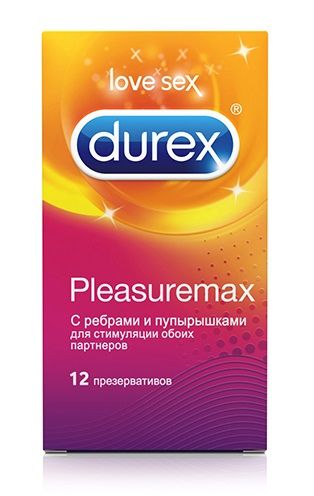 Рельефные презервативы с точками и рёбрами Durex Pleasuremax №12 (12 шт)