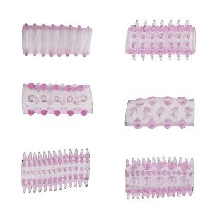 Набор из 6 фиолетовых насадок на пенис с различным рельефом NMC 170008