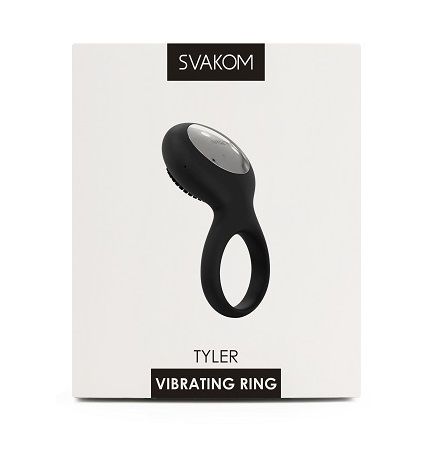 Чёрное перезаряжаемое эрекционное виброкольцо Svakom Tyler SRING-01-BLK