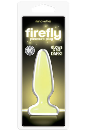 Жёлтая анальная пробка, светящаяся в темноте NS Novelties Firefly Pleasure Plug Small NSN-0475-28 (10,1 см)