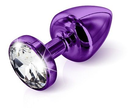 Фиолетовый анальный плаг с 2 заменяемыми кристаллами DIOGOL Anni Magnet T1 Purple Cristal/blue 9020060056 (6 см)
