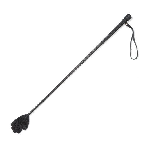 Чёрный кожаный стек с наконечником-ладошкой Sitabella 4036-1 (70 см)