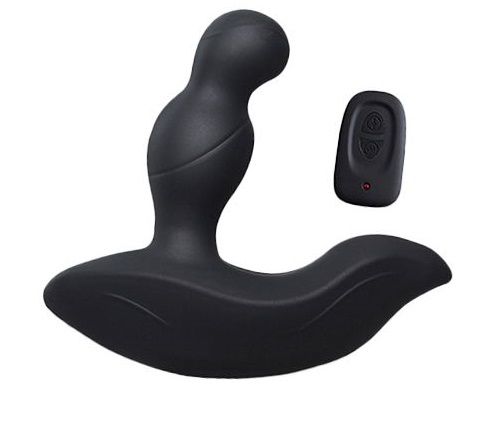 Чёрный стимулятор простаты с вращающейся головкой и с пультом ДУ Levett Louis 16042