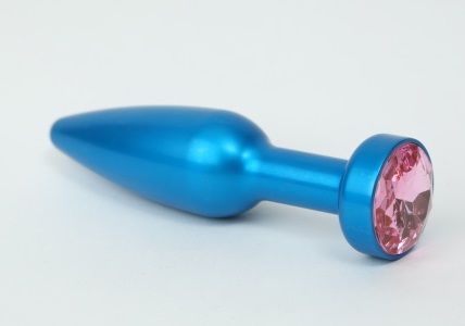Большая синяя анальная пробка с розовым стразом 4sexdreaM 47197-6 (11,2 см)