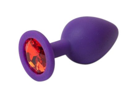 Фиолетовая силиконовая пробка с алым стразом 4sexdreaM 47100 (8,2 см)