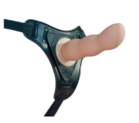 Телесный изогнутый фаллос на чёрных трусиках Howells 92002Flesh (13,5 см)