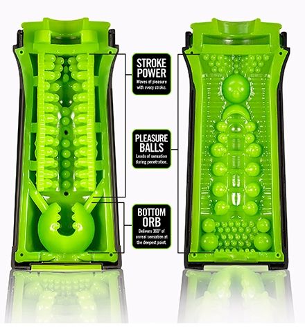 Мастурбатор-вагина чёрно-зелёного цвета Blush Novelties M2 SUPERIOR STROKER  BN-83005