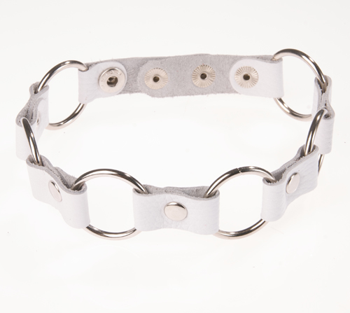 Белый кожаный ошейник с кольцами Sitabella 3112-3