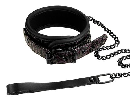 Фиолетово-чёрный ошейник с поводком Dream Toys BLAZE COLLAR AND LEASH PURPLE 21271