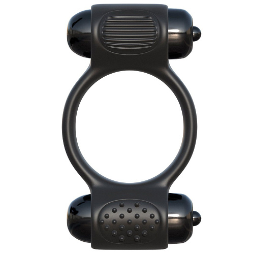 Чёрное эрекционное с двумя виброэлементами кольцо Pipedream Magic Touch Couples Ring PD5906-23