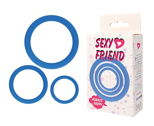 Набор из 3 эрекционных колец синего цвета Bior toys SF-70242-13